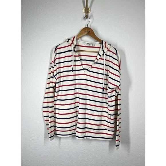 Vineyard Vines Womens Americana Striped Popover Hoodie Top Medium - Picture 1 of 5